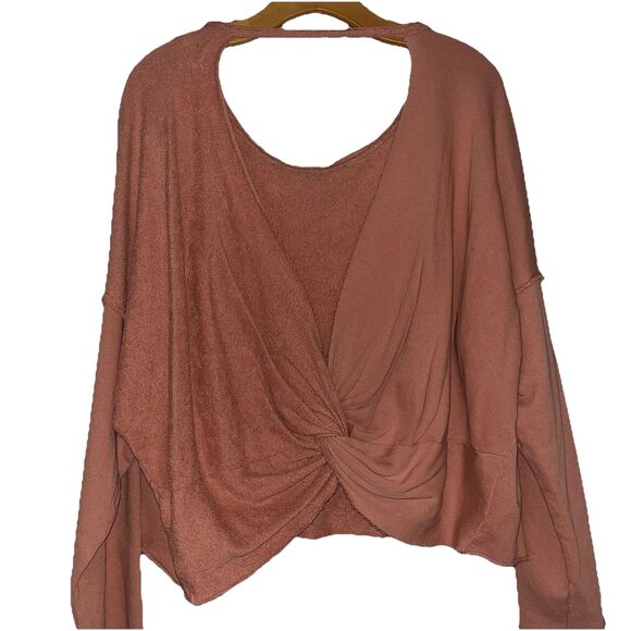 Aerie Twist Open Back Relaxed Fit Semi Cropped Sweatshirt,‎ SZ S Burnt Orange - Picture 4 of 11